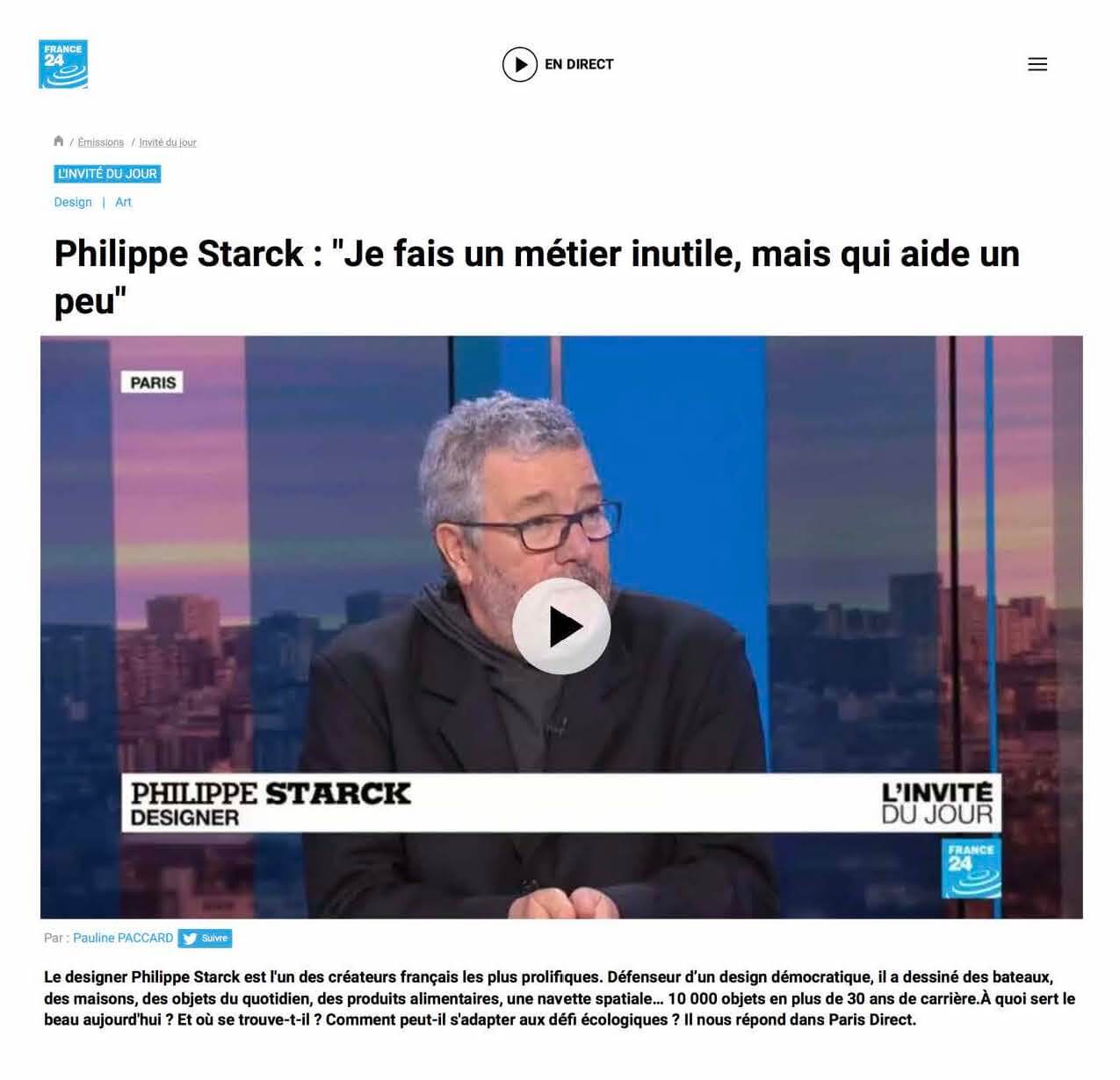 FRANCE 24 - Philippe Starck 