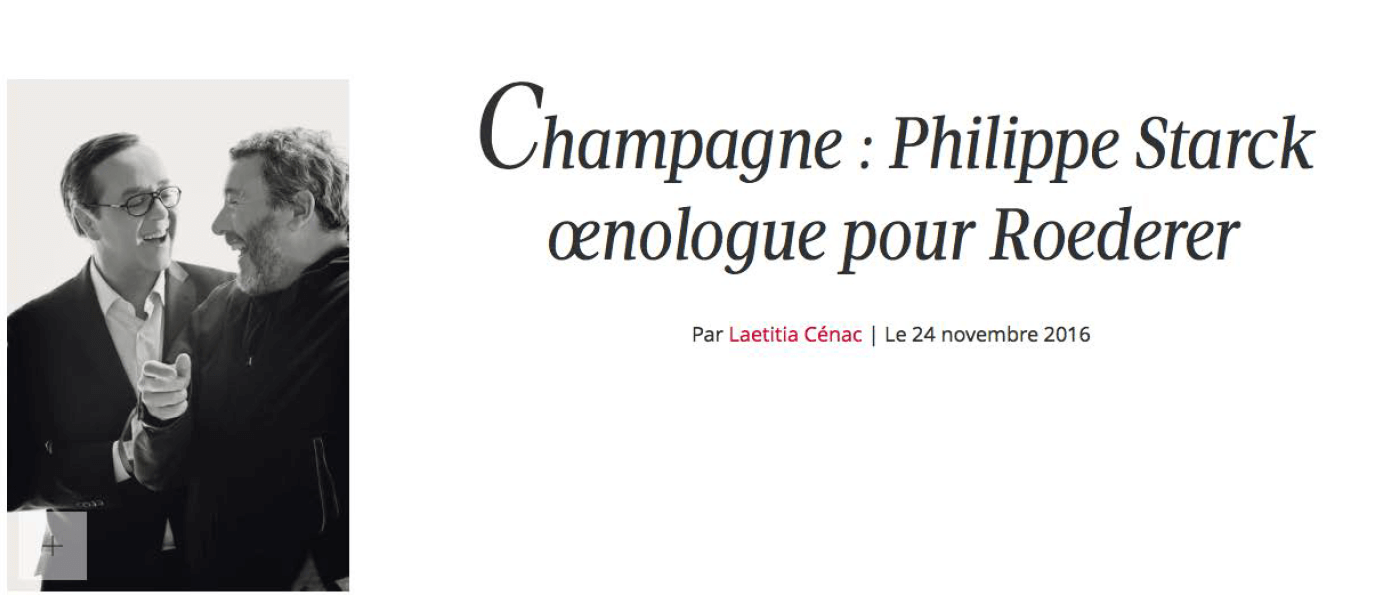 Champagne : Philippe Starck oenologue pour Roederer