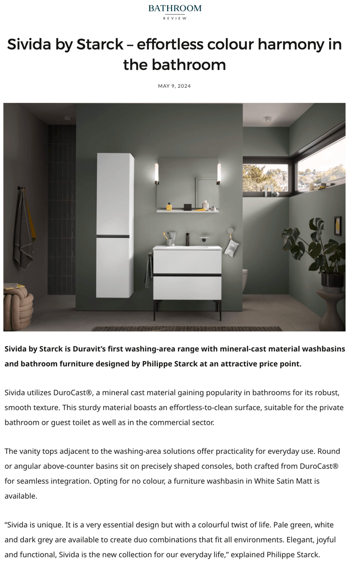 Sivida by Starck – effortless colour harmony in the bathroom