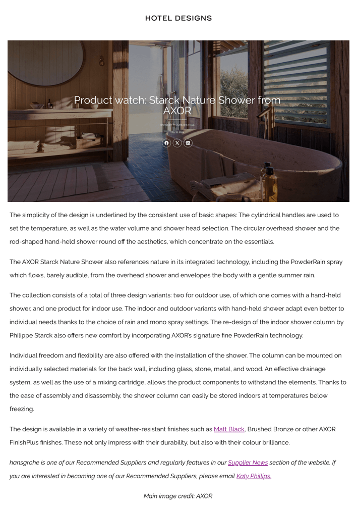 Product watch: Starck Nature Shower from AXOR