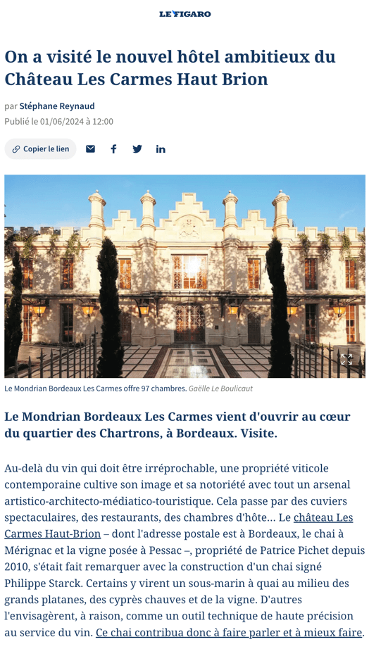 We visited the ambitious new hotel at Château Les Carmes Haut Brion