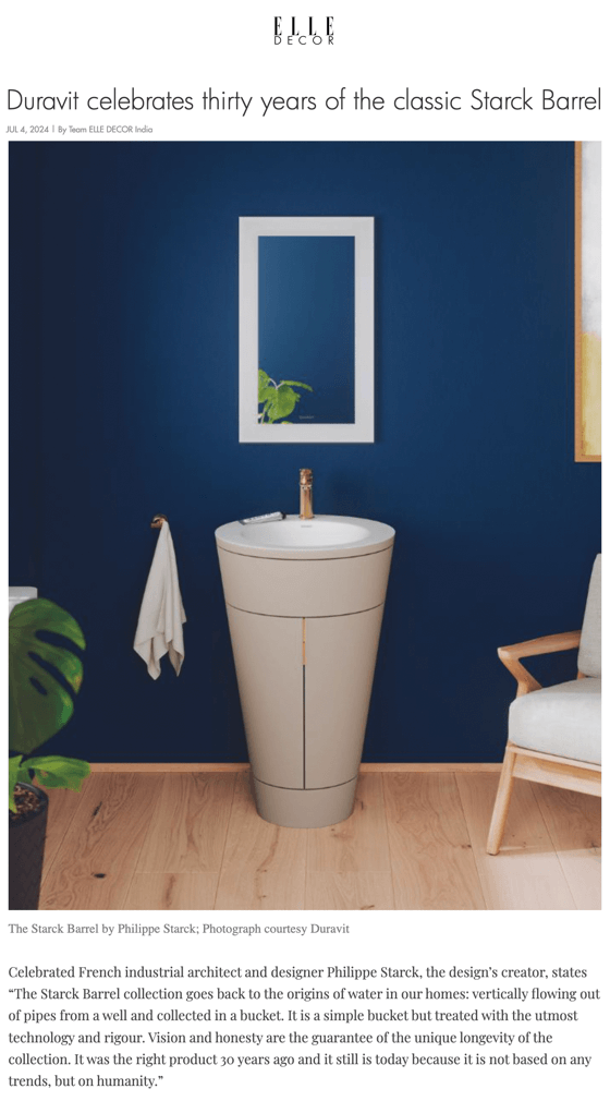 Duravit celebrates thirty years of the classic Starck Barrel