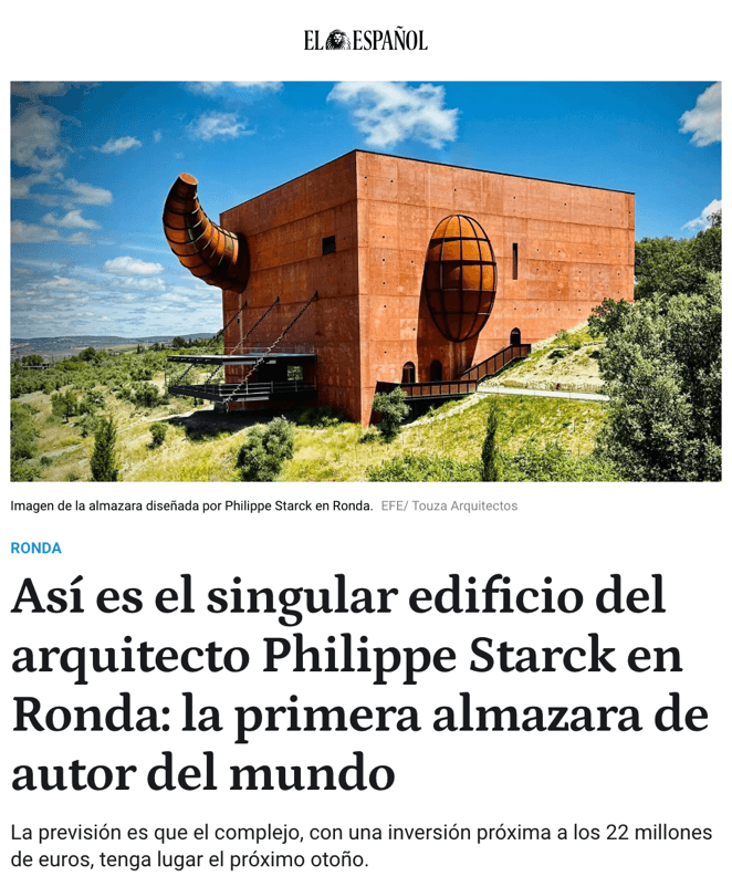Architect Philippe Starck's unique building in Ronda: the world's first olive oil mill