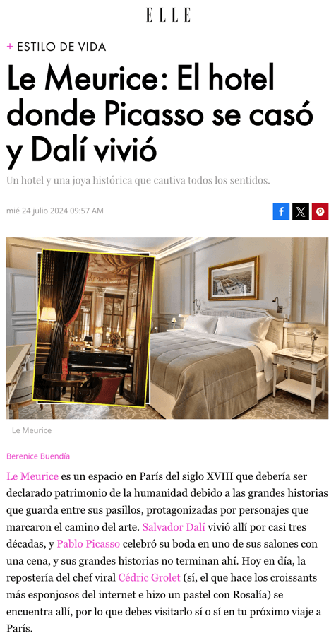 Le Meurice: The hotel where Picasso got married and Dalí lived