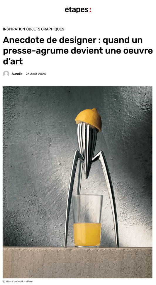 Designer's anecdote: when a citrus squeezer becomes a work of art