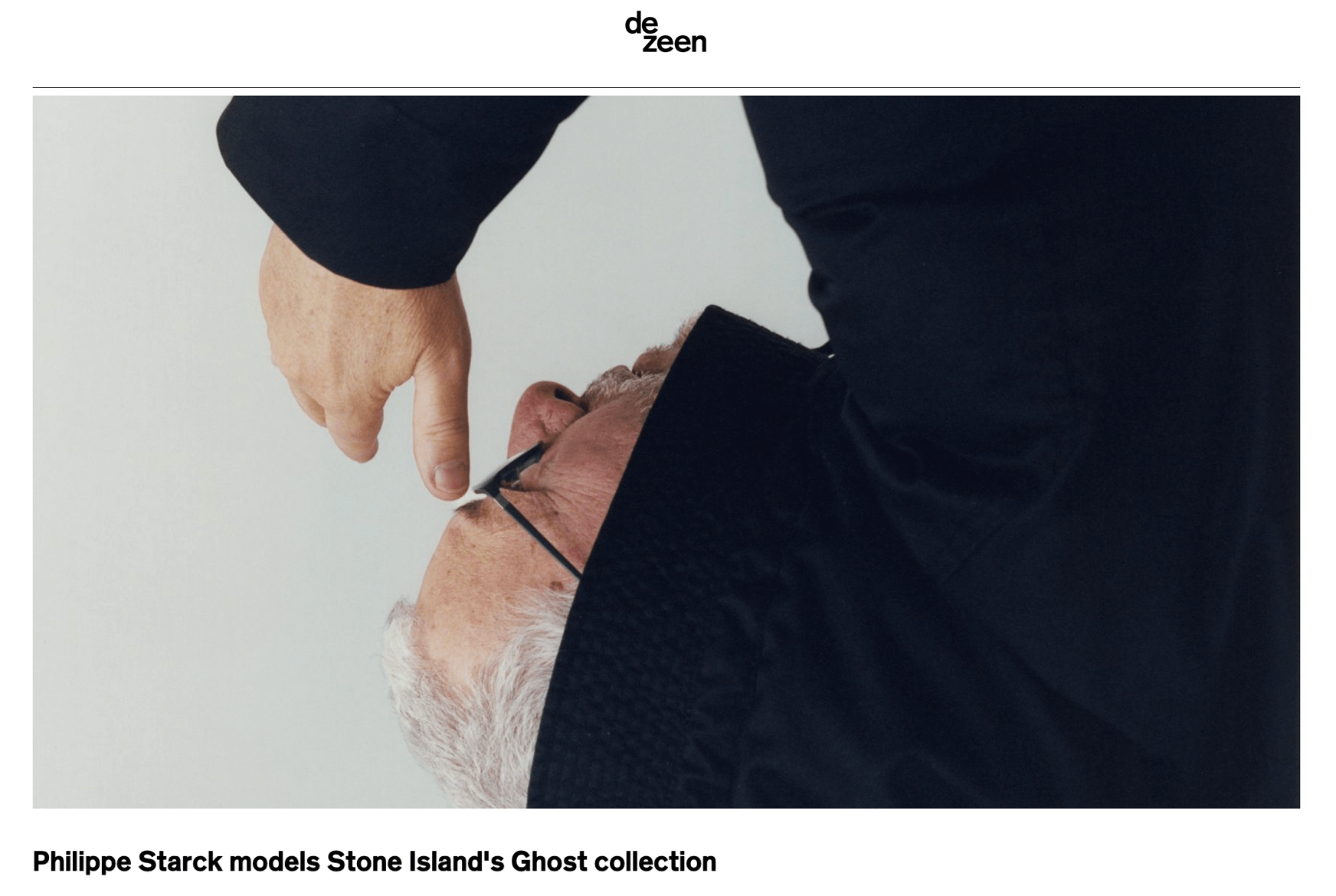 Philippe Starck models Stone Island's Ghost collection