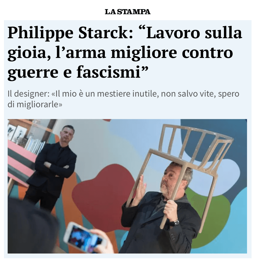 Philippe Starck: “I work on joy, the best weapon against wars and fascism”
