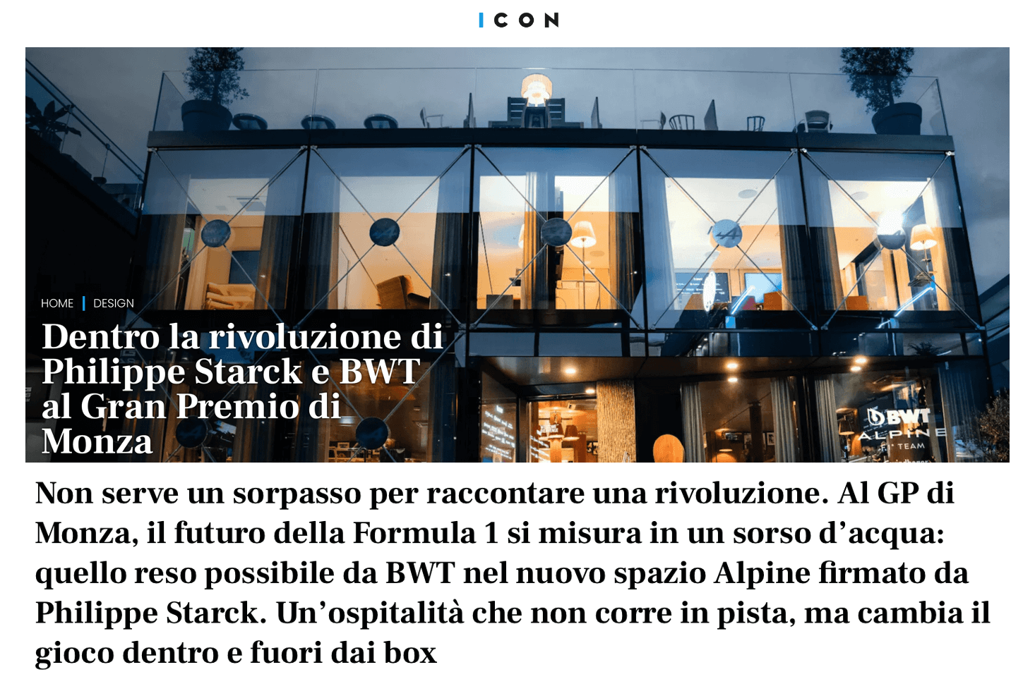 Inside the revolution of Philippe Starck and BWT at the Monza Grand Prix