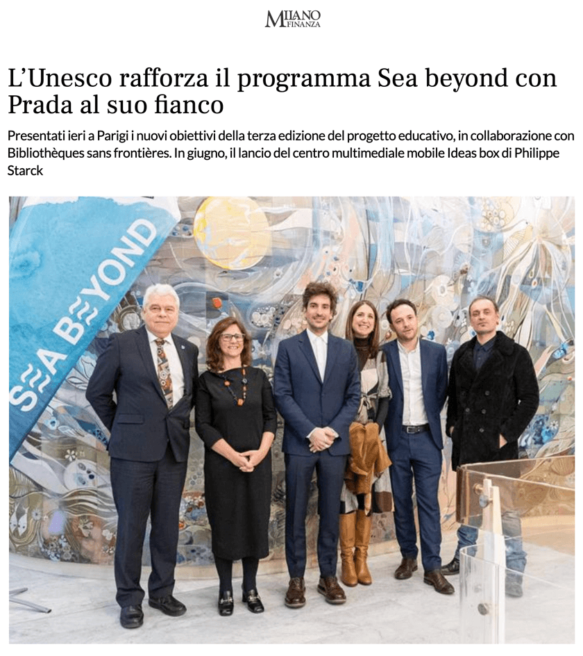 Unesco strengthens Sea beyond program with Prada at its side