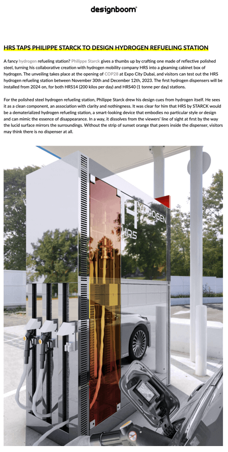 Philippe Starck launches polished steel hydrogen refuelling station at COP28 in Dubai