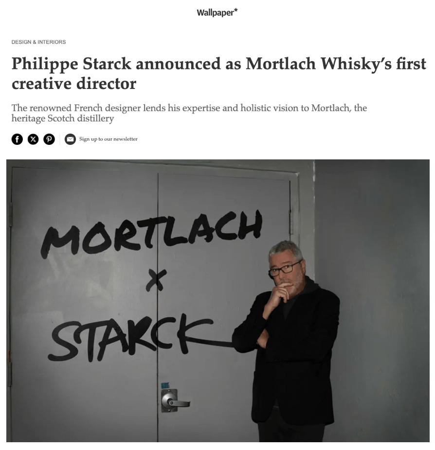 Philippe Starck announced as Mortlach Whisky’s first creative director