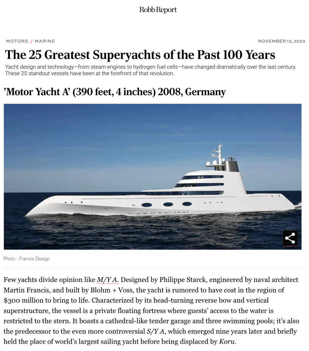 The 25 Greatest Superyachts of the Past 100 Years