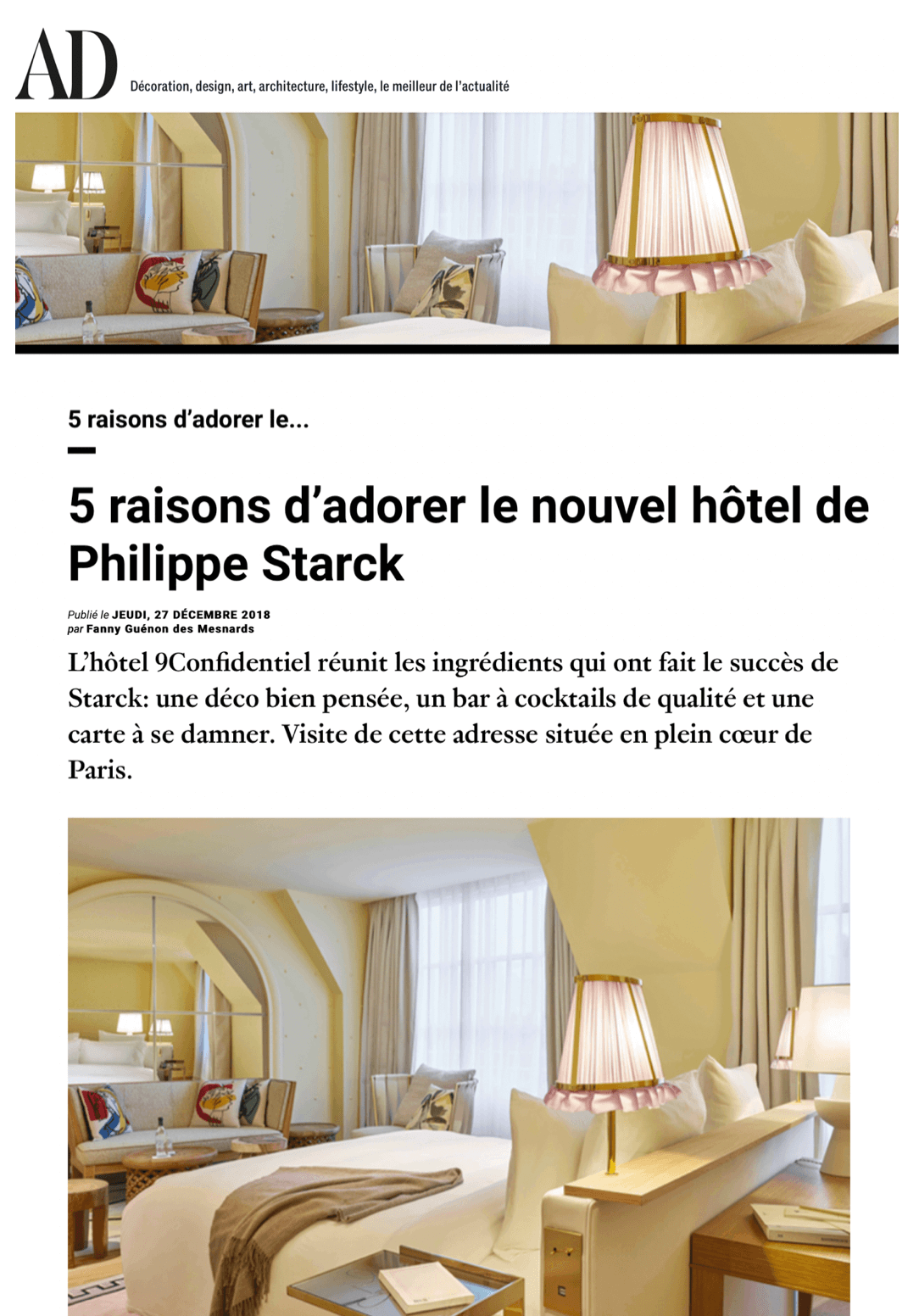 AD - 5 reasons to love 9 Confidentiel, the new hotel of Philippe Starck