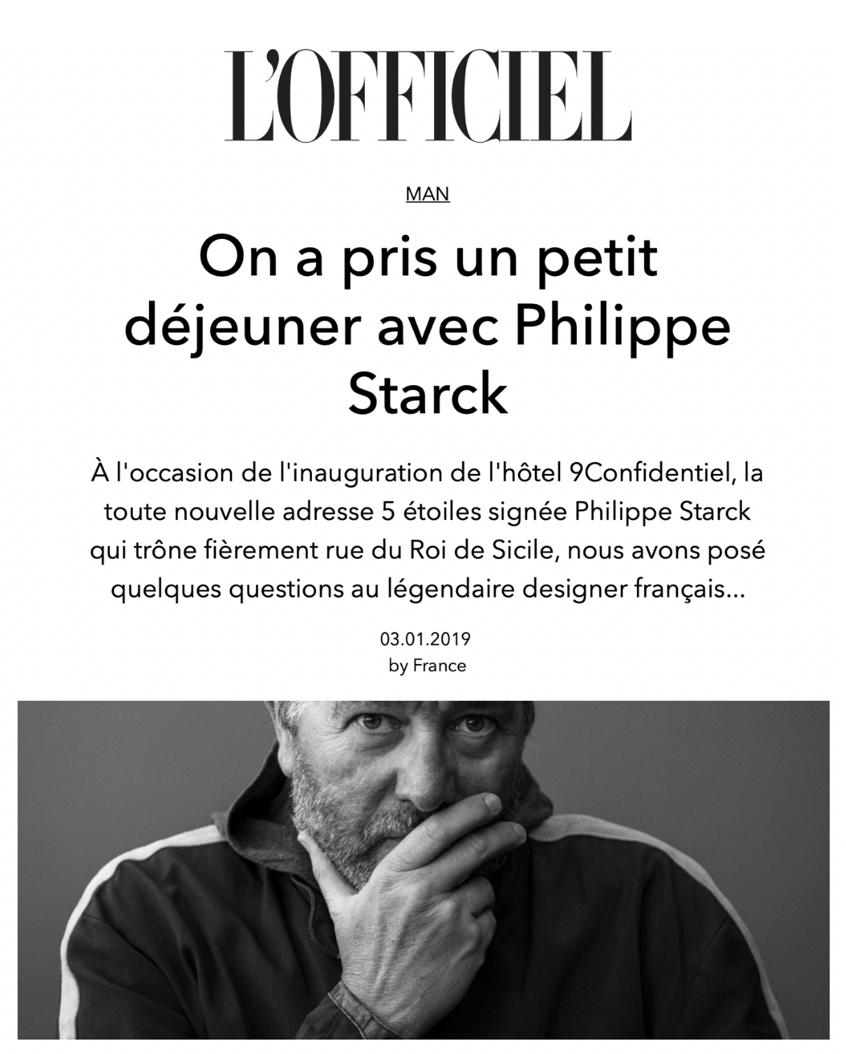 L'Officiel - A breakfast with Philippe Starck