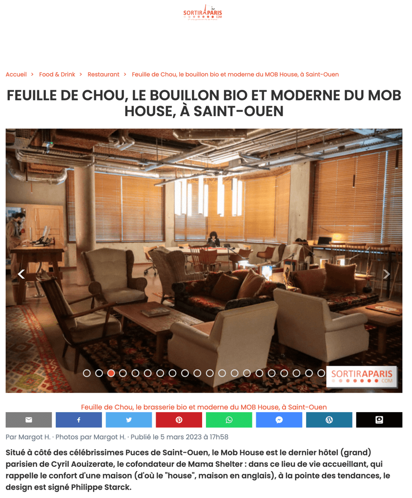 FEUILLE DE CHOU, THE ORGANIC AND MODERN RESTAURANT OF THE MOB HOUSE, IN SAINT-OUEN