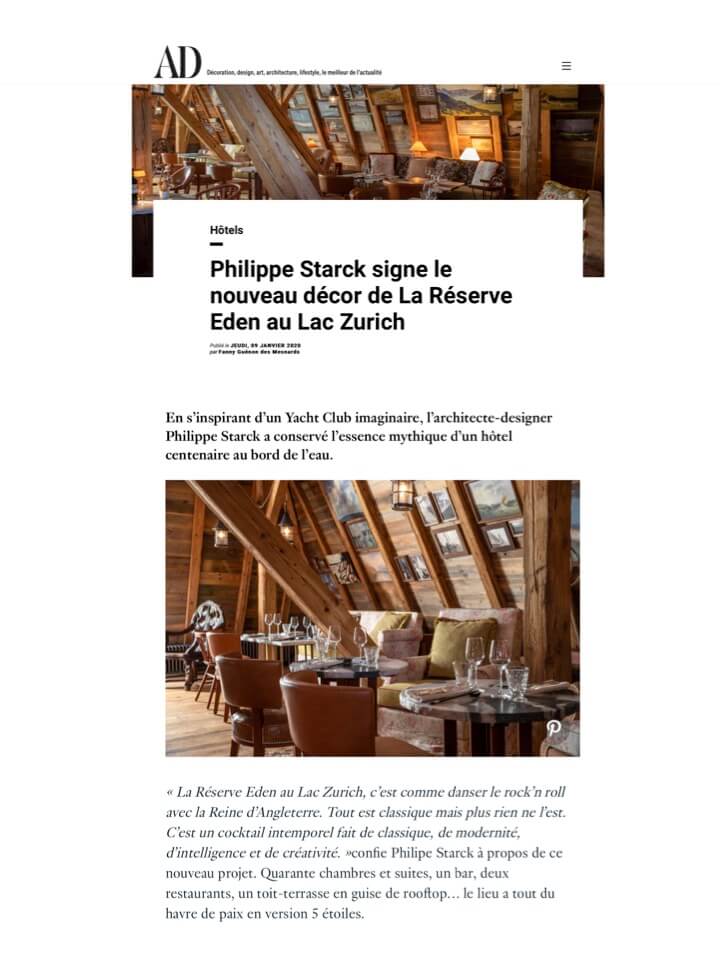 AD - La Réserve Eden au Lac Zurich