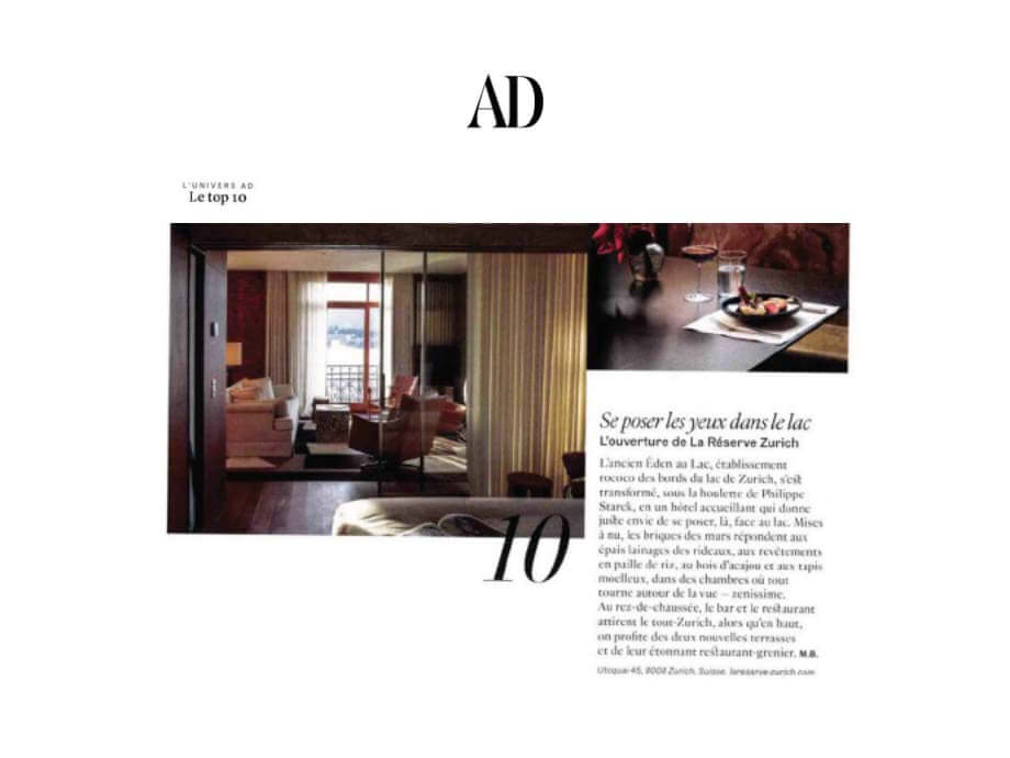 AD - La Réserve Eden au Lac Zurich