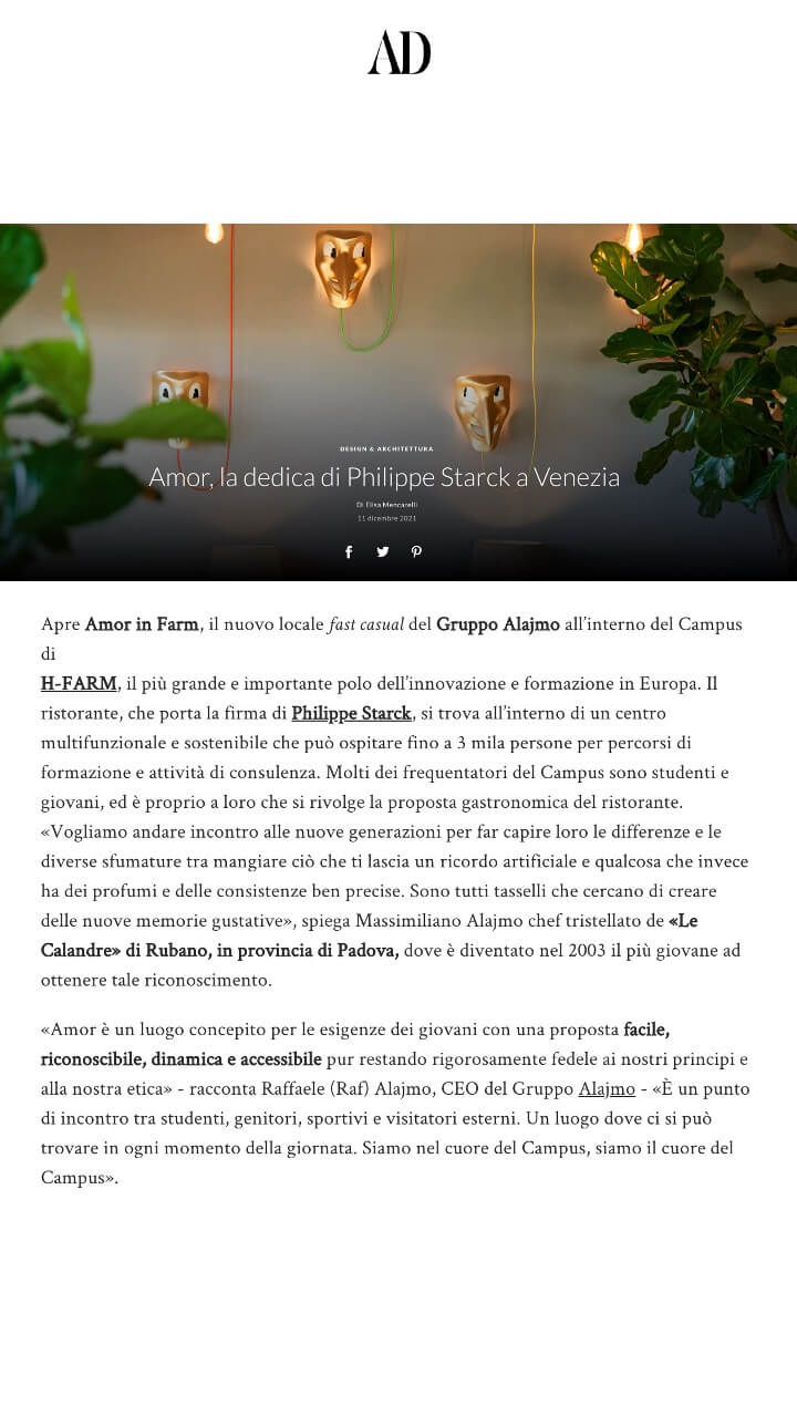 Amor, the dedication of Philippe Starck in Venice 
