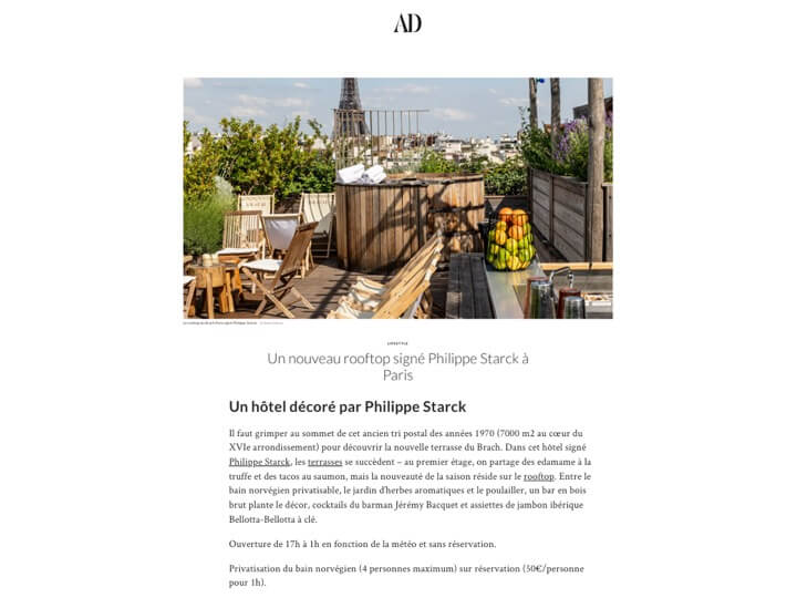 A new rooftop signed Philippe Starck in Paris 