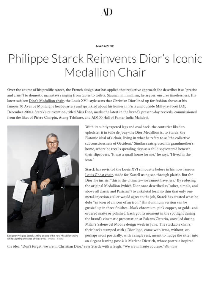 Philippe Starck Reinvents Dior’s Iconic Medallion Chair