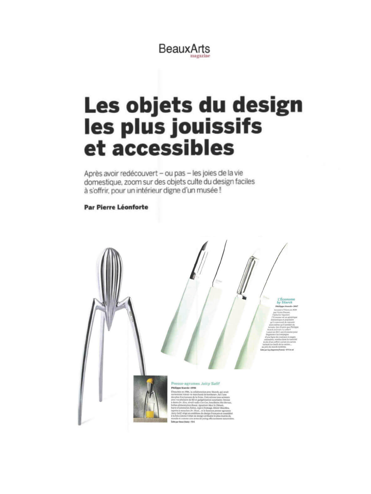 BEAUX ARTS MAGAZINE - Alessi + Degrenne