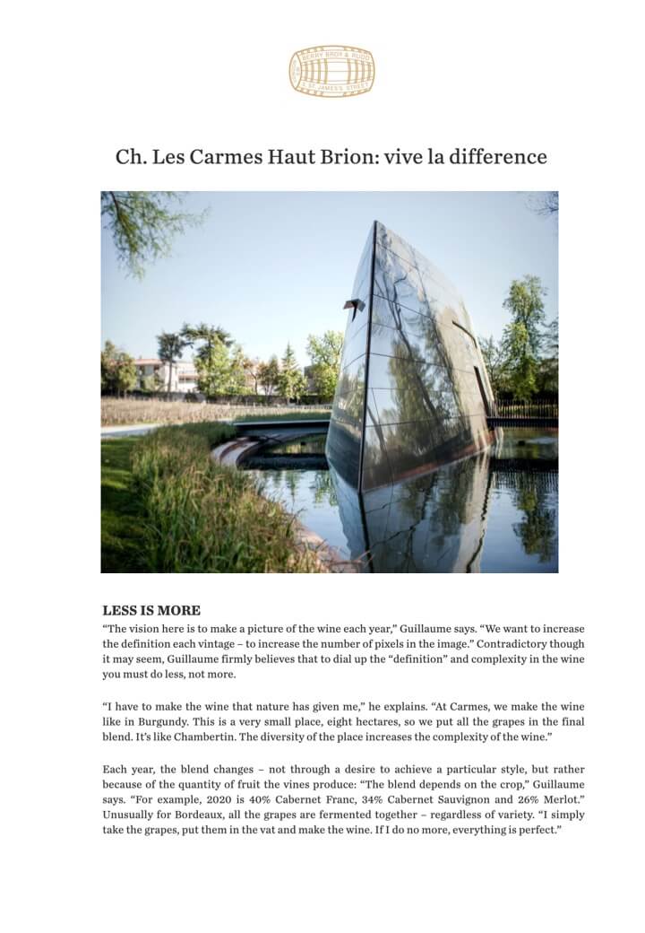BERRY BROS & RUDD - CHAI DES CARMES HAUT-BRION