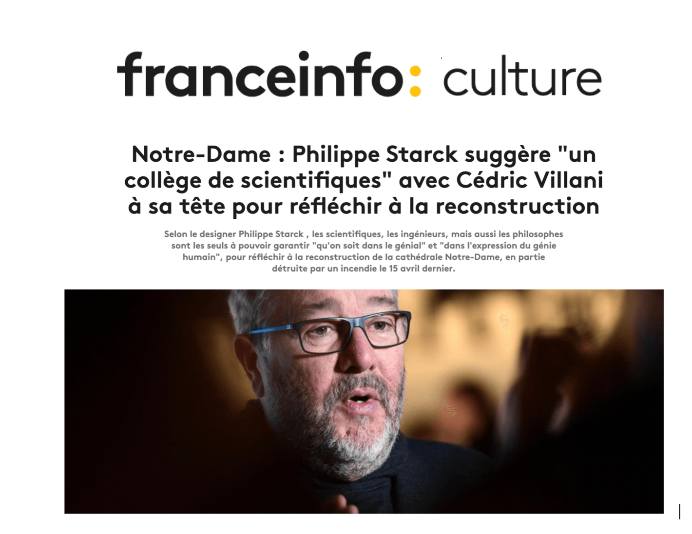 France Info - Starck Notre Dame de Paris