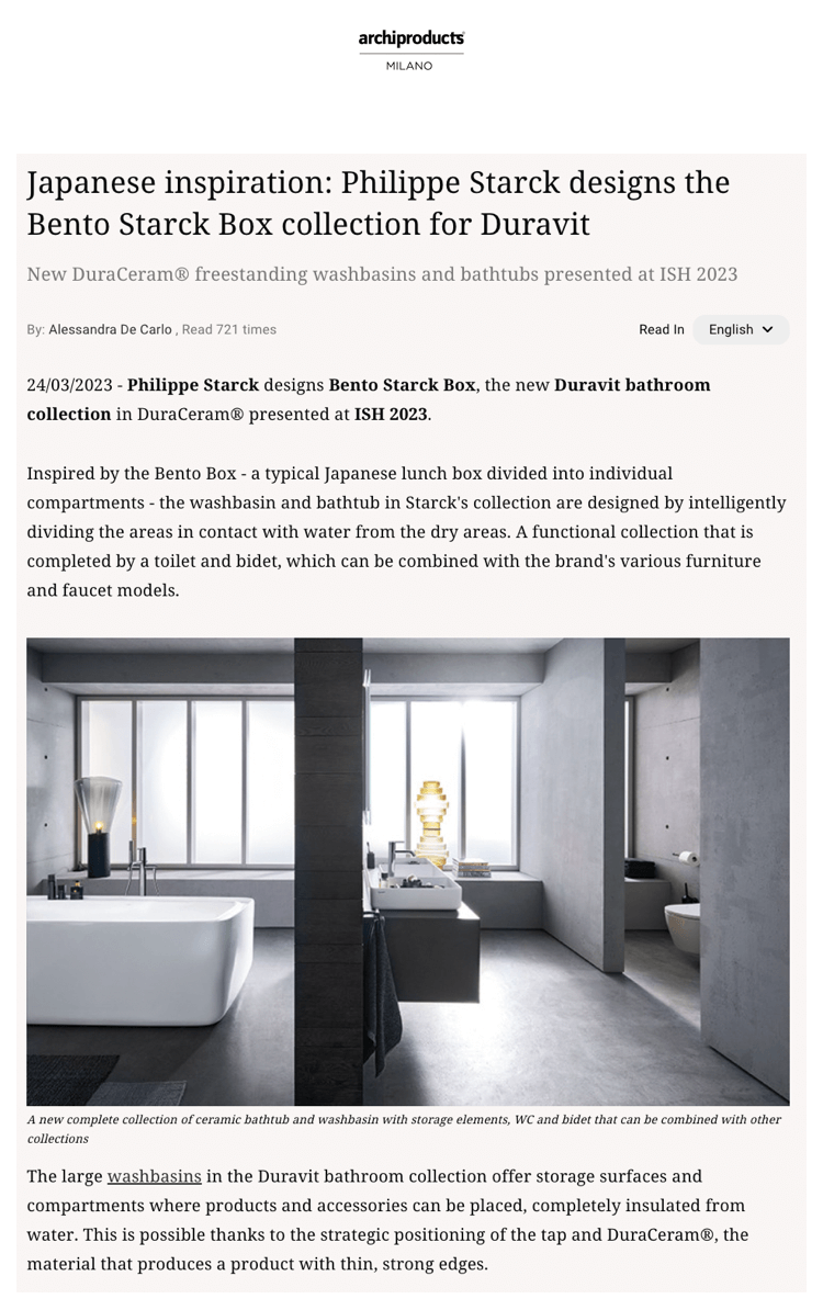 Japanese inspiration: Philippe Starck designs the Bento Starck Box collection for Duravit