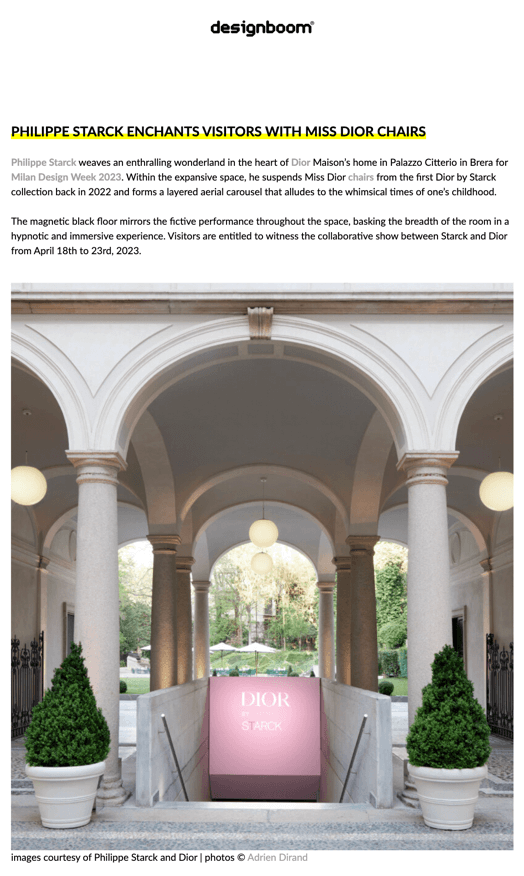 PHILIPPE STARCK ENCHANTS VISITORS WITH MISS DIOR CHAIRS