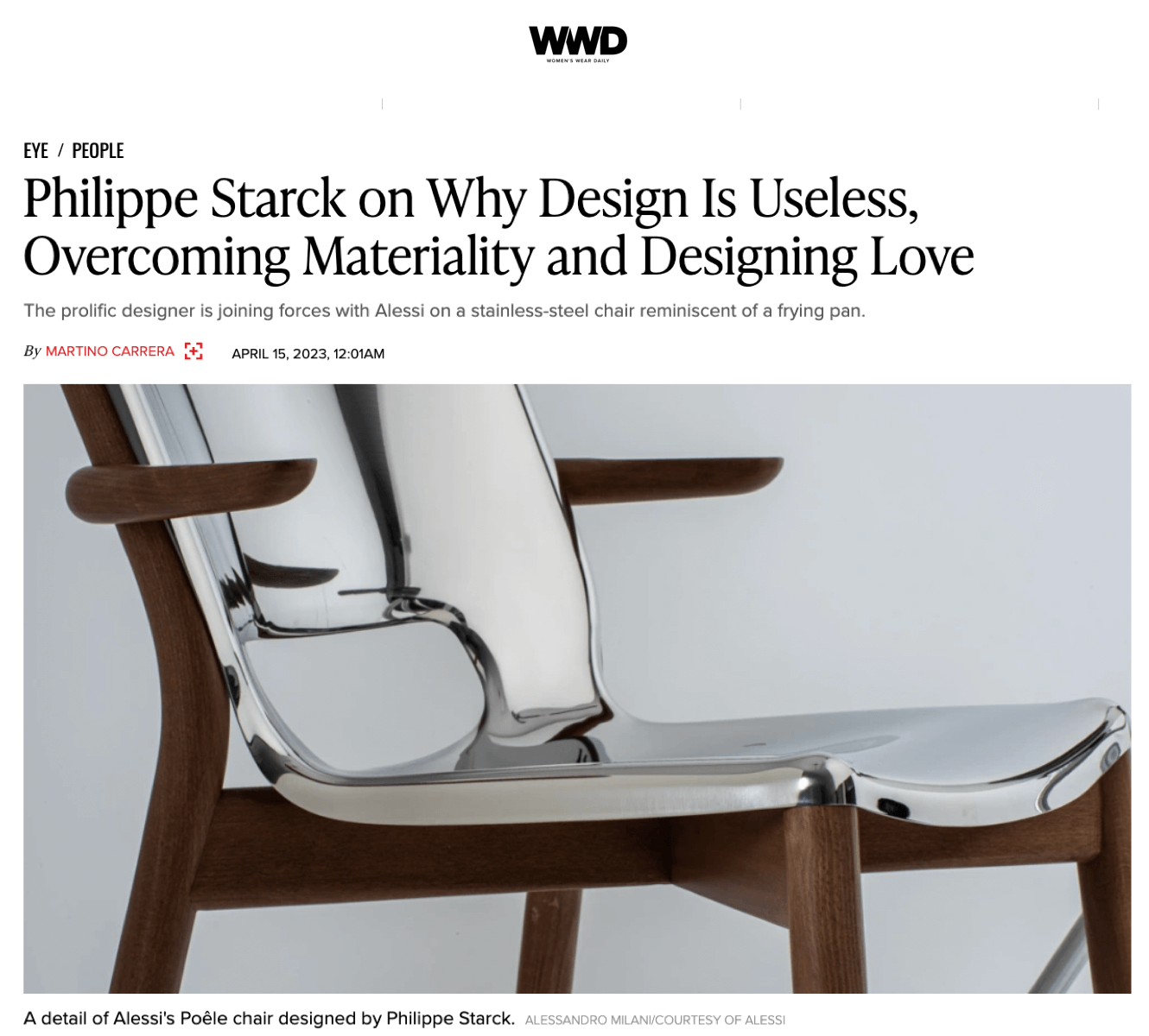 Philippe Starck on Why Design Is Useless, Overcoming Materiality and Designing Love