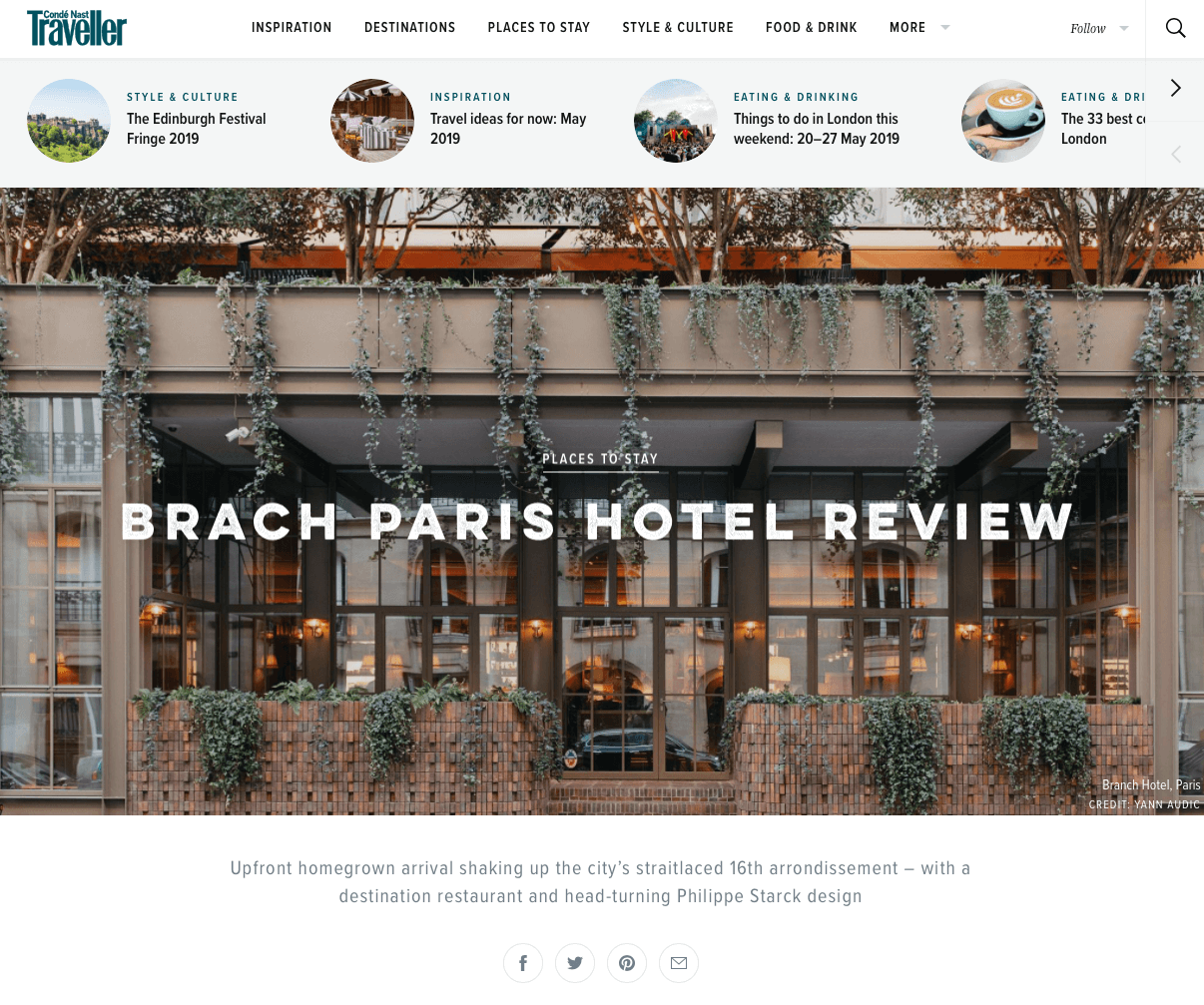 CNN TRAVELLER - Brach Hotel Review 
