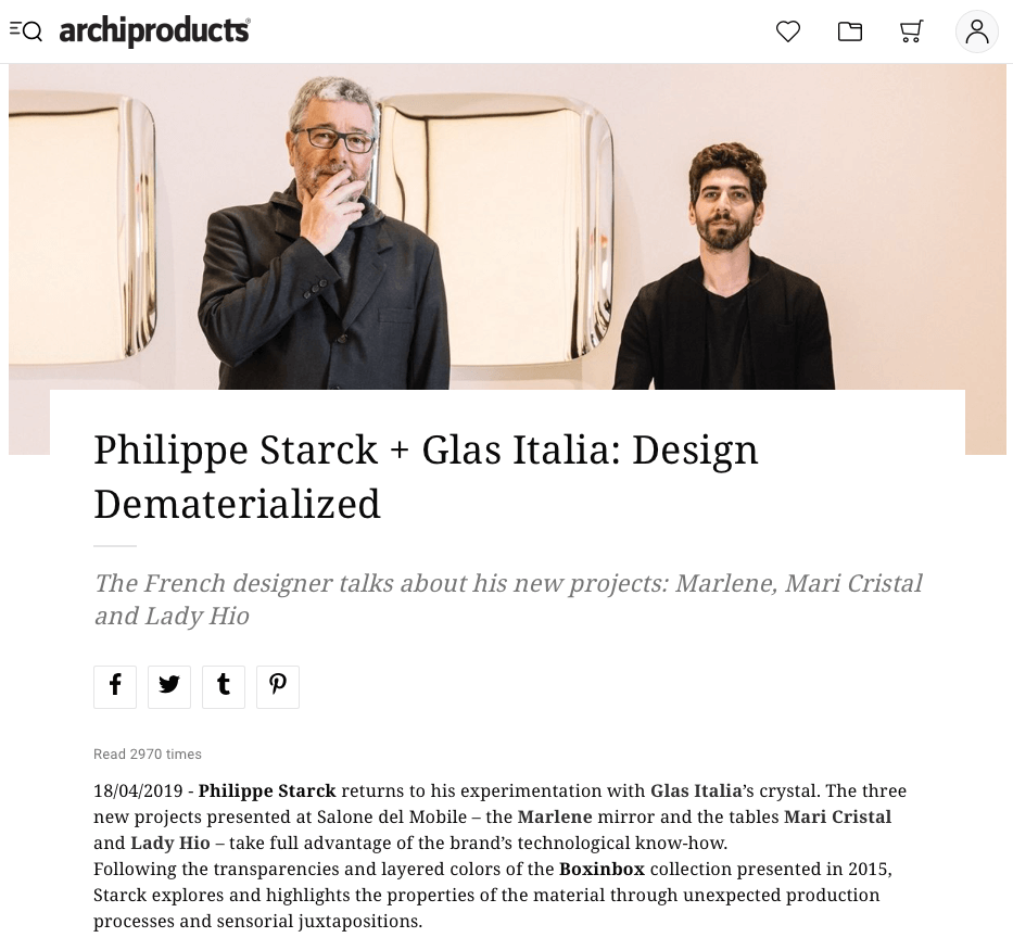 Archiproducts - Glas Italia, Salone del Mobile 2019
