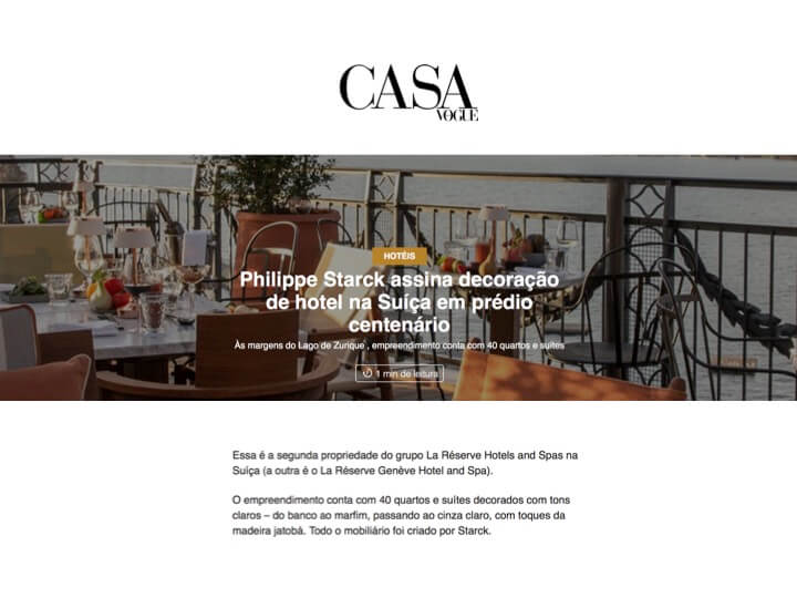 CASA VOGUE - La Réserve Eden au Lac Zurich