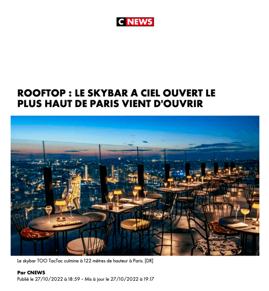 ROOFTOP: THE HIGHEST OPEN-AIR SKYBAR IN PARIS HAS JUST OPENED
