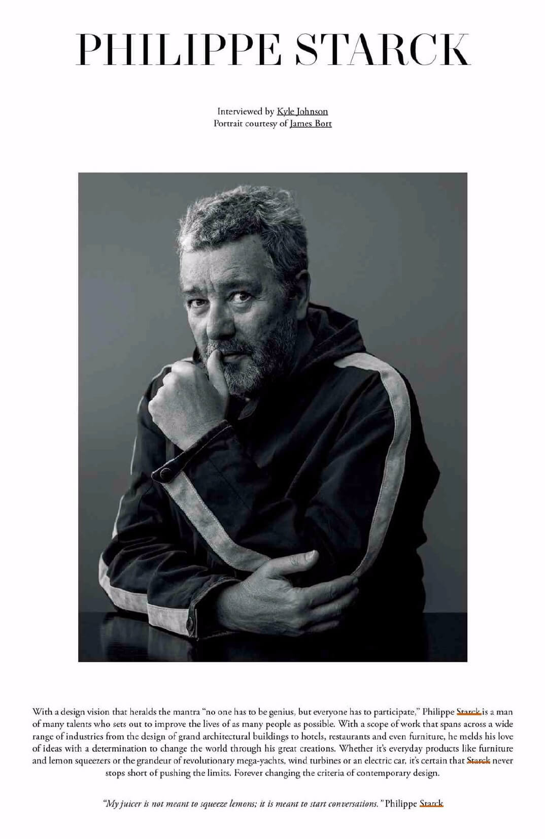 Philippe Starck dans Odda Magazine