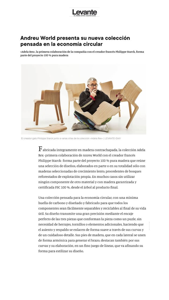 Andreu World presents its new collection based on the circular economy