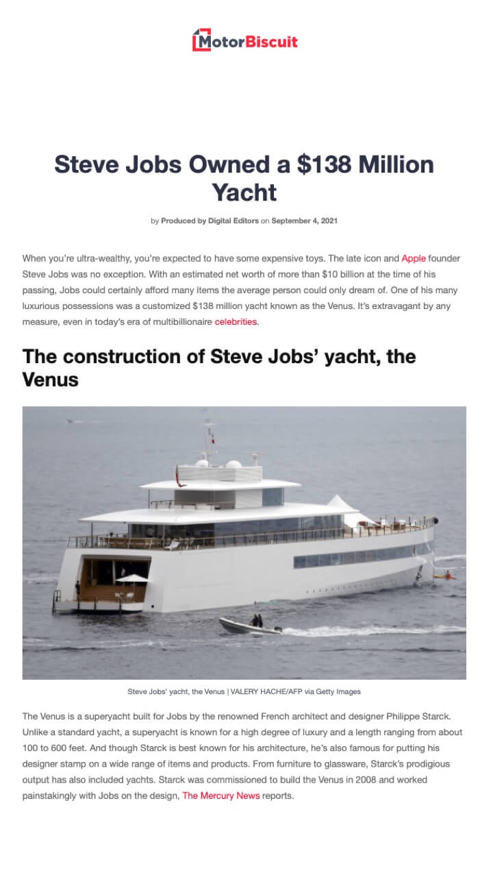 Steve Jobs Owned a $138 Million Yacht