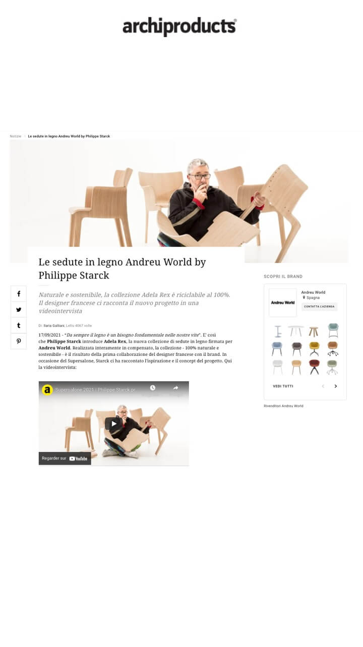 Andreu World wooden chairs by Philippe Starck
