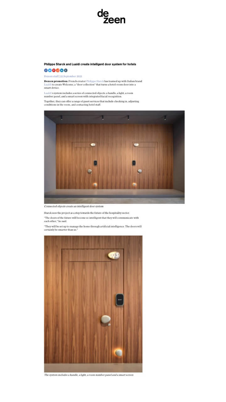 Philippe Starck and Lualdi create intelligent door system for hotels