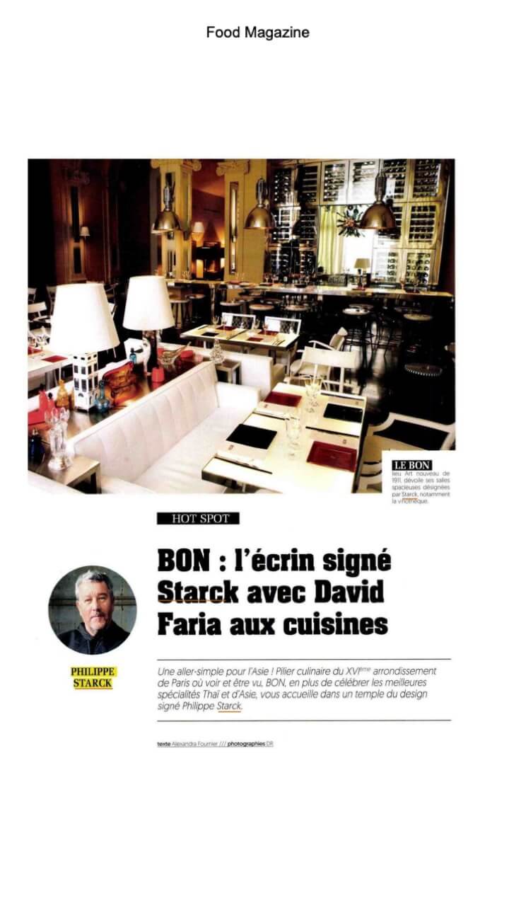 BON: the Starck-designed setting with David Faria in the kitchen 