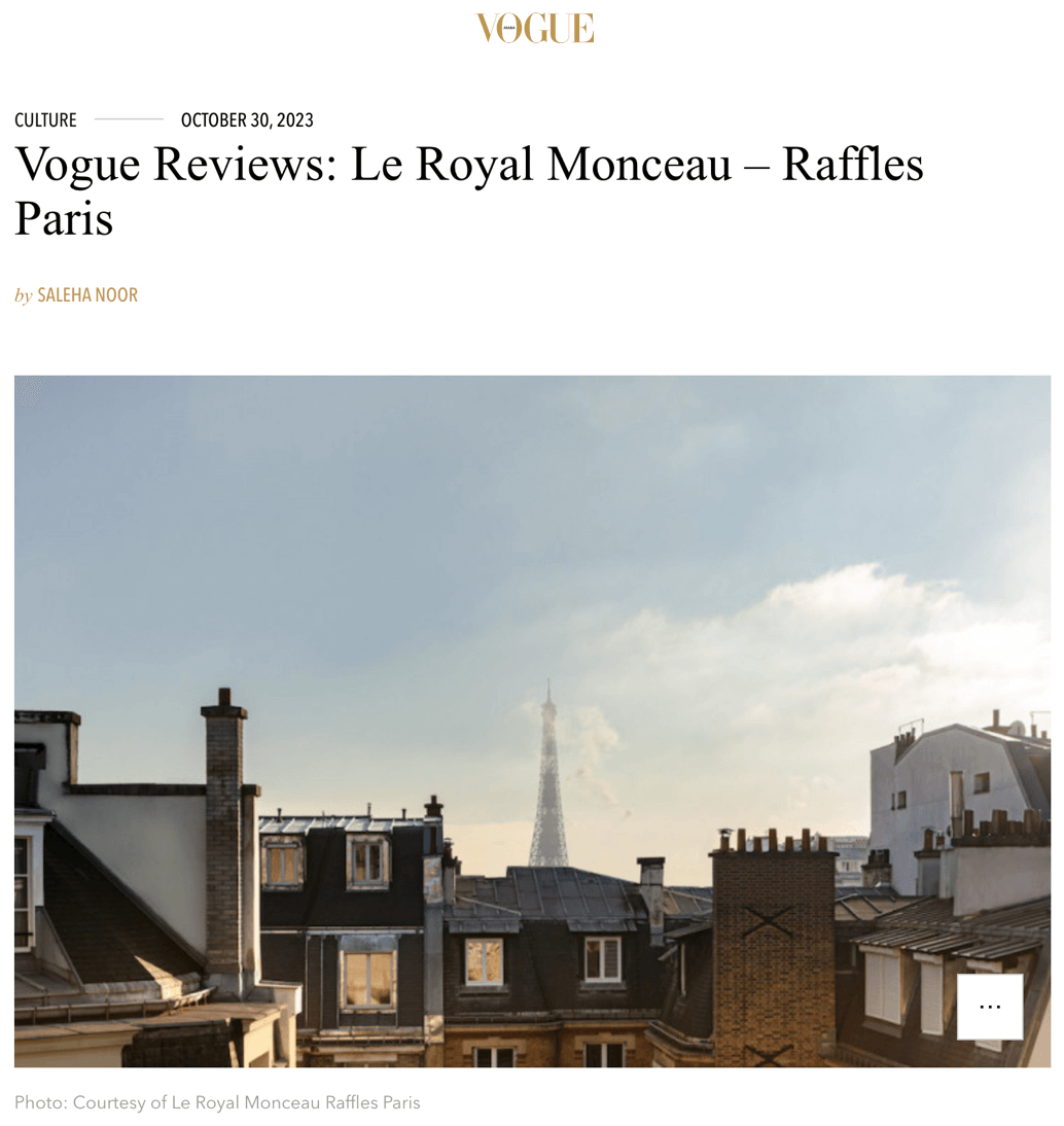 Vogue Reviews: Le Royal Monceau - Raffles Paris