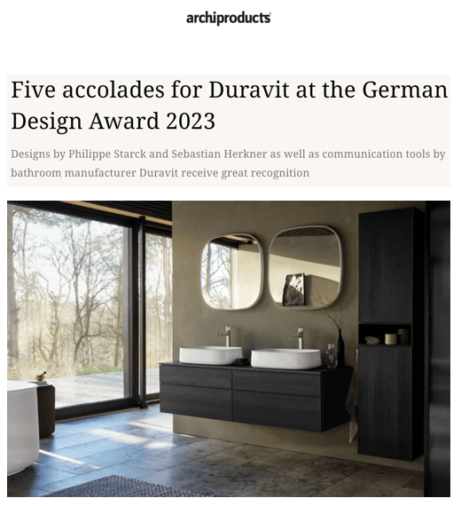 Five accolades for Duravit at the German Design Award 2023