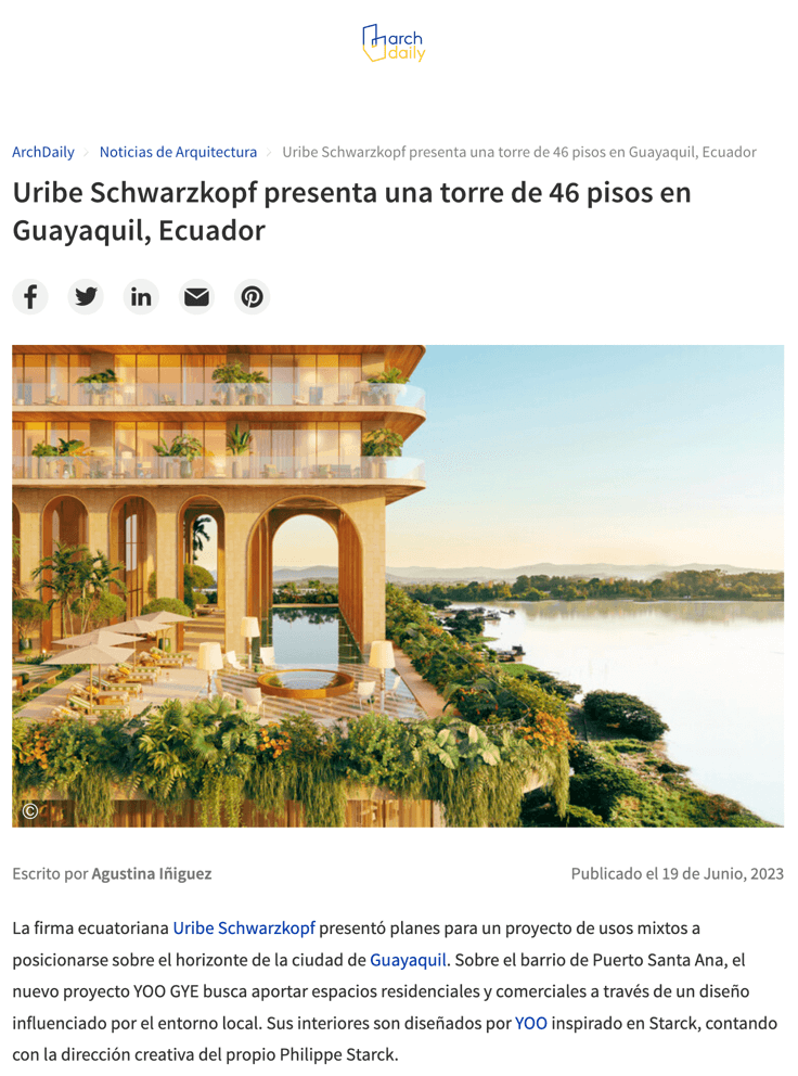 Uribe Schwarzkopf presents a 46-storey tower in Guayaquil, Ecuador