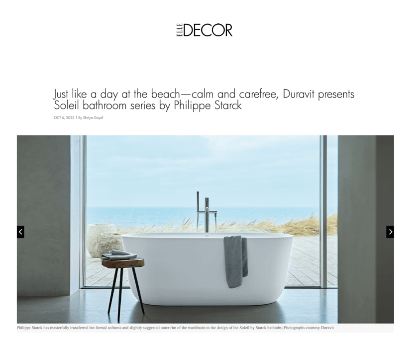 Just like a day at the beach—calm and carefree, Duravit presents Soleil bathroom series by Philippe Starck