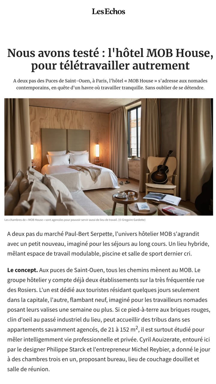 We tested: the MOB House hotel, to telework differently