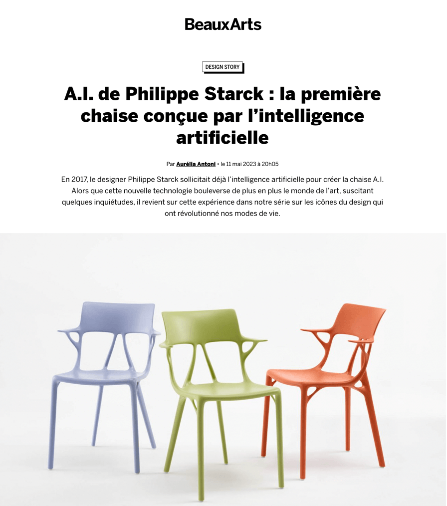 A.I. by Philippe Starck: the first chair designed by artificial intelligence