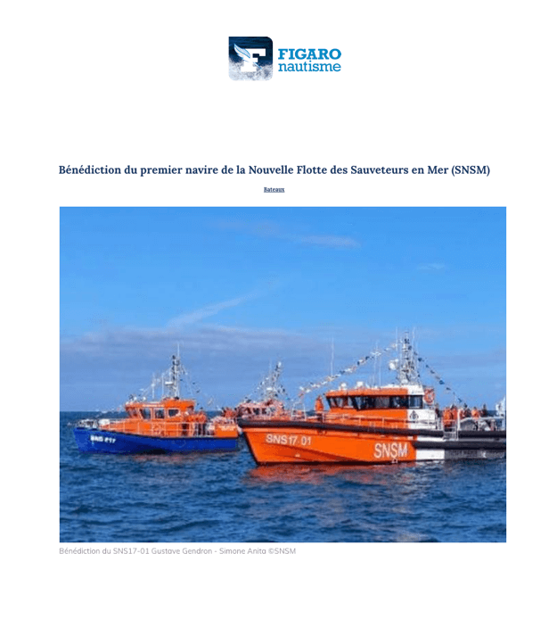 Presentation of the first vessel for the New Fleet of Sea Rescuers (SNSM)
