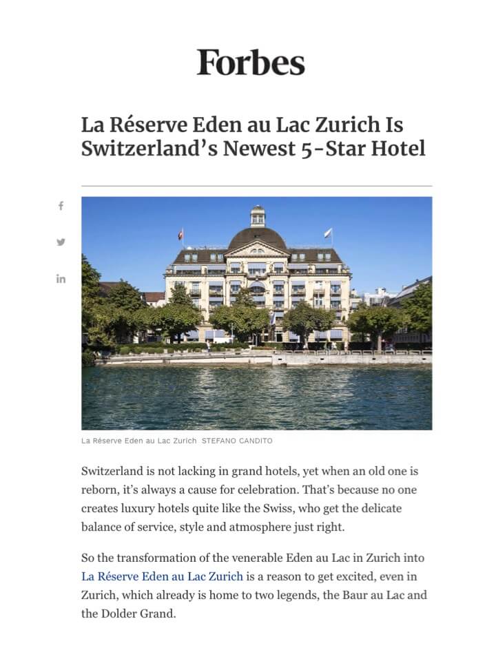 FORBES  - La Réserve Eden au Lac 