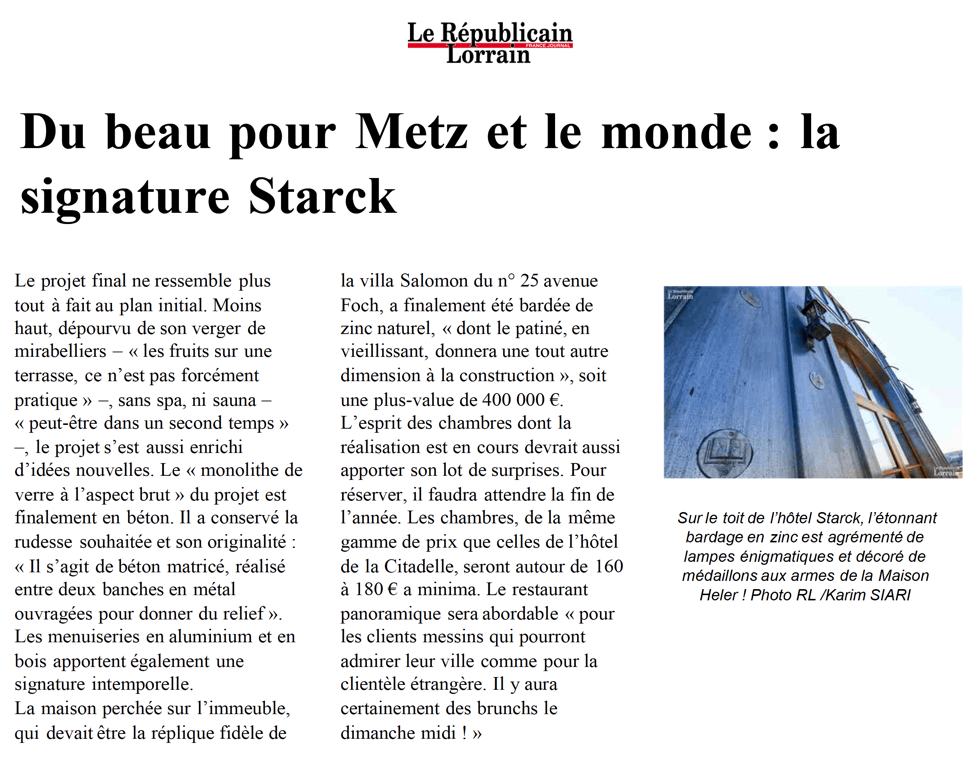 Beauty for Metz and the world: the Starck signature