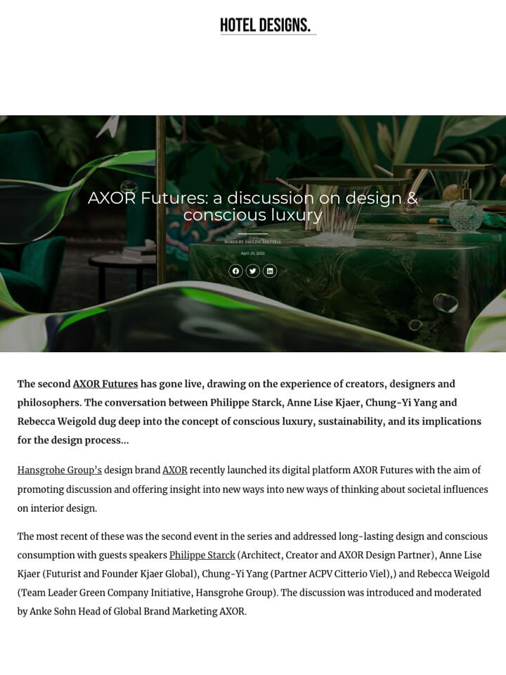 AXOR Futures: a discussion on design & conscious luxury